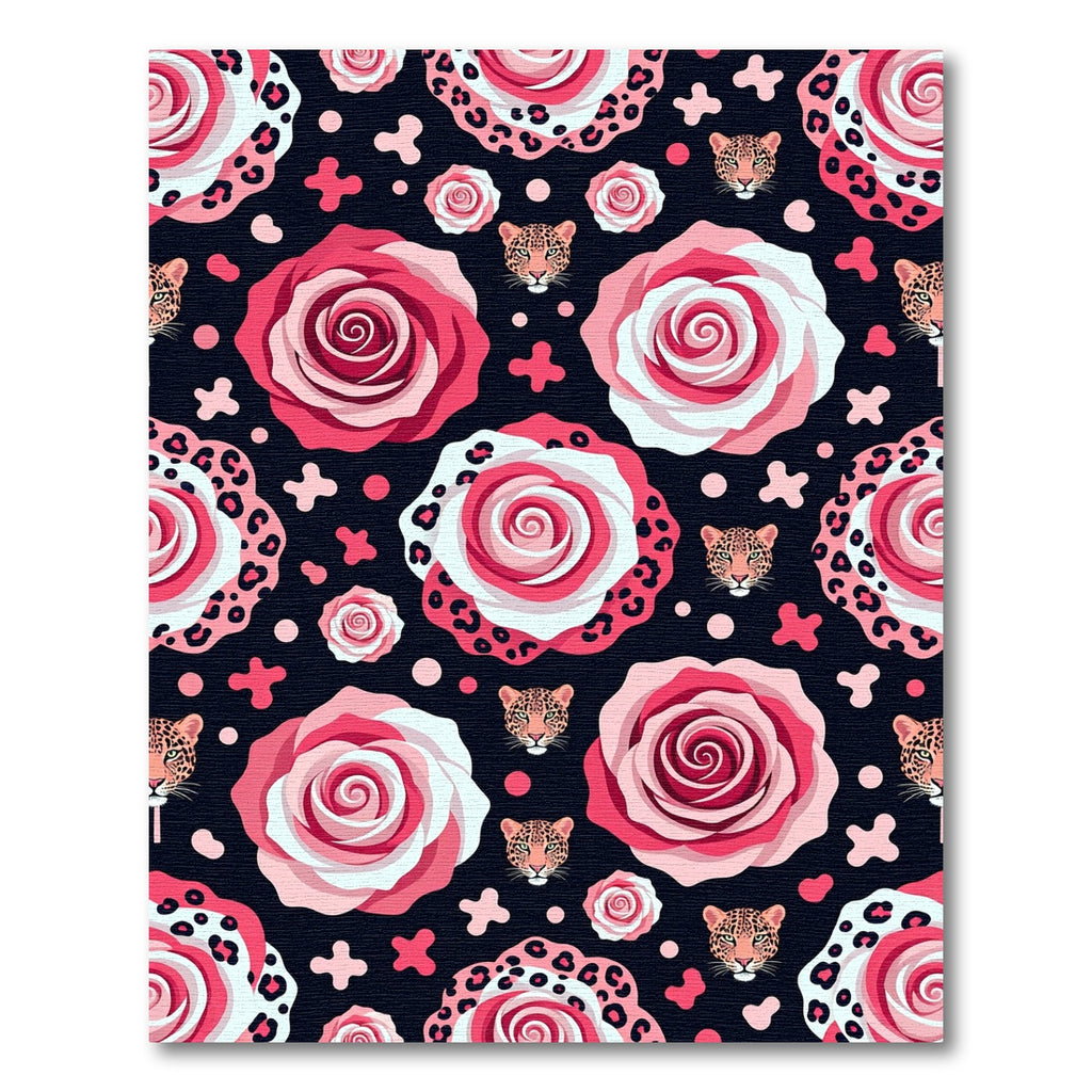 Pink Leopard Roses and Wild Cat Rug