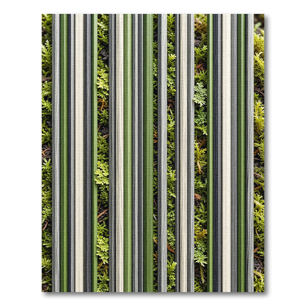 Modern Linear Forest Green Striped Rug