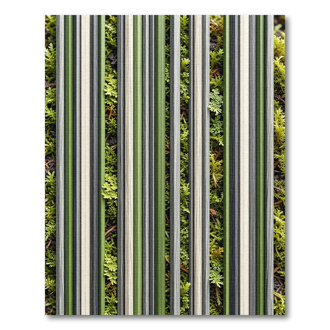 Modern Linear Forest Green Striped Rug