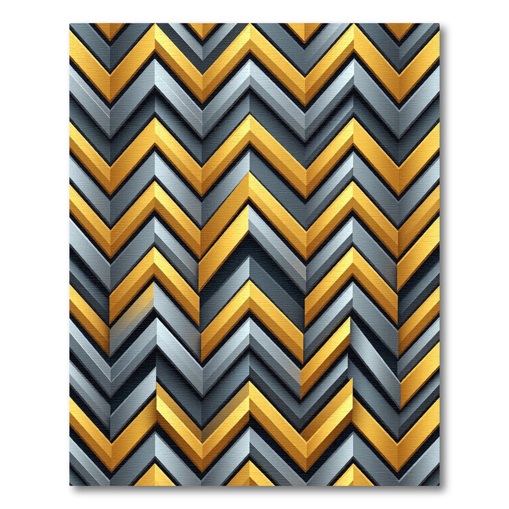 Metallic Gold Gray Chevron Geometric Rug