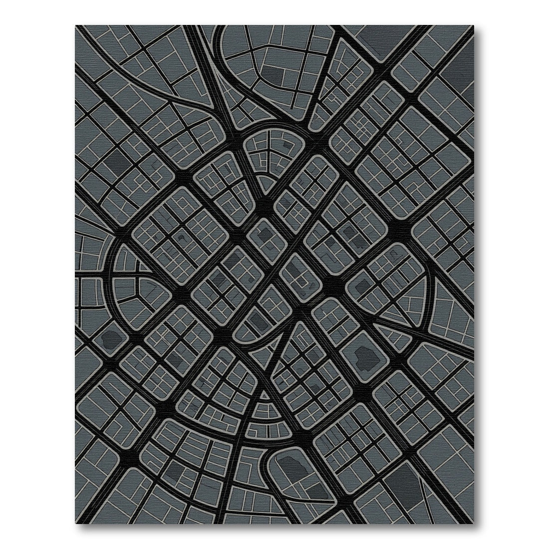 Gray City Grid Abstract Rug