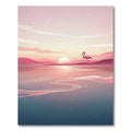 Pink Flamingo Sunset Water Landscape Rug