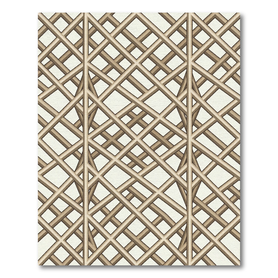 Beige Lattice Geometric Interwoven Grid Rug