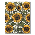 Golden Sunflower Meadow Botanical Illustration Rug