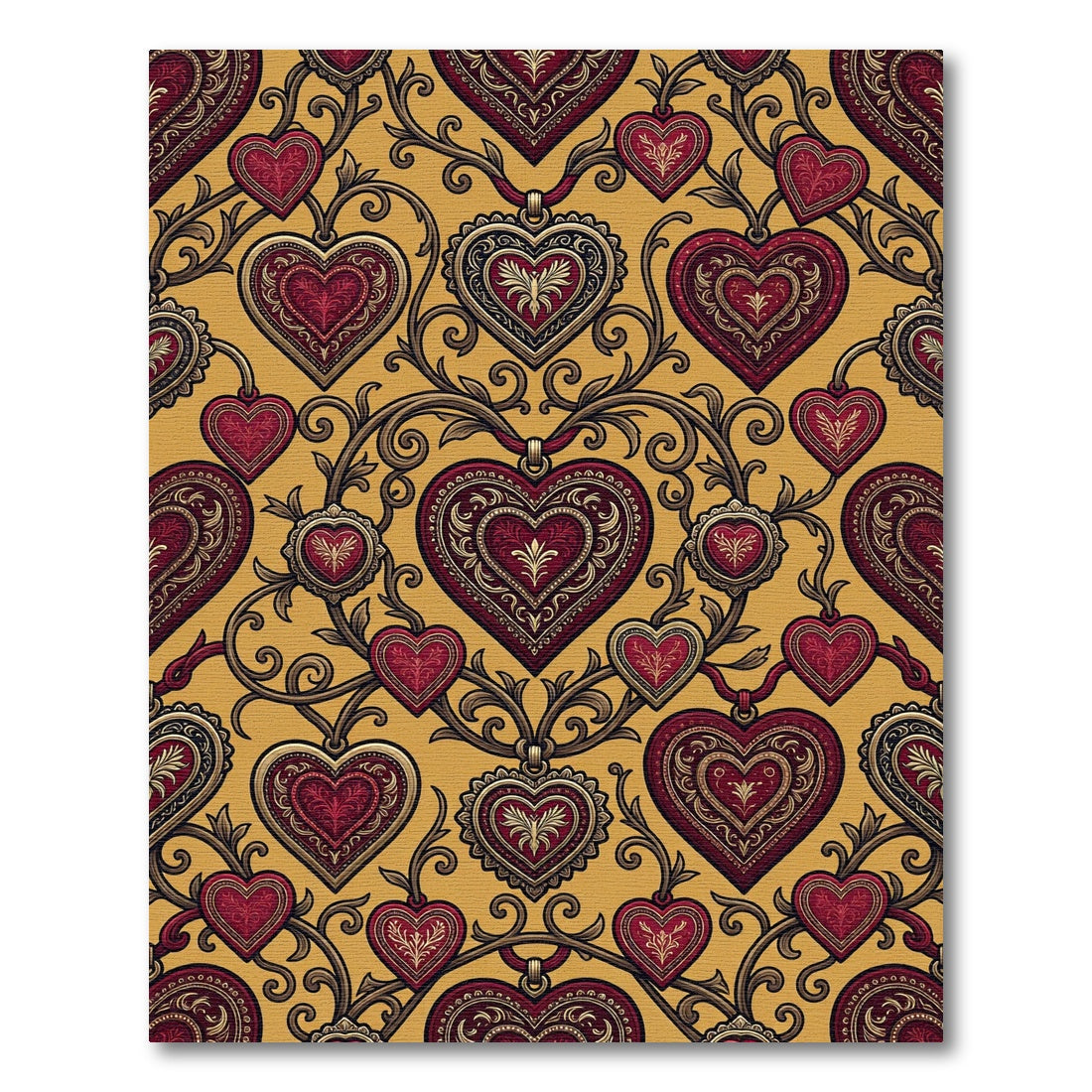 Ornate Golden Heart Filigree Rug