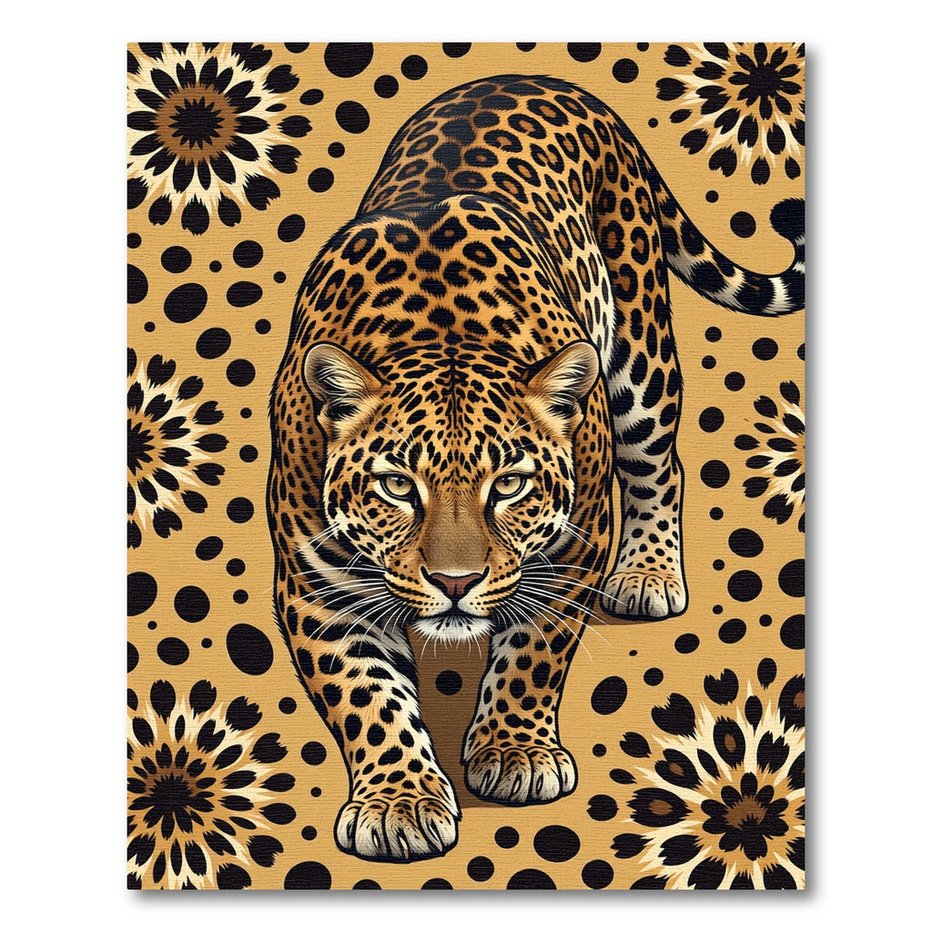 Bold Leopard Gold Floral Spot Rug