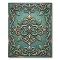 Elegant Teal Acanthus Scrollwork Medallion Rug