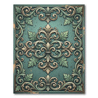 Elegant Teal Acanthus Scrollwork Medallion Rug