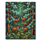Enchanted Forest Deer Pine Woodland Rug