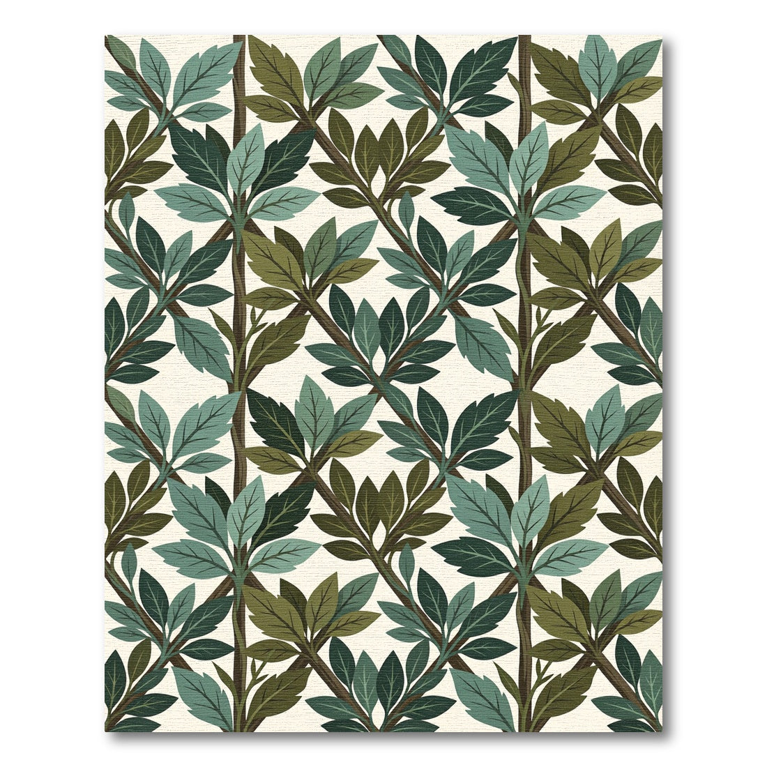 Emerald And Teal Leaf Branch Rug