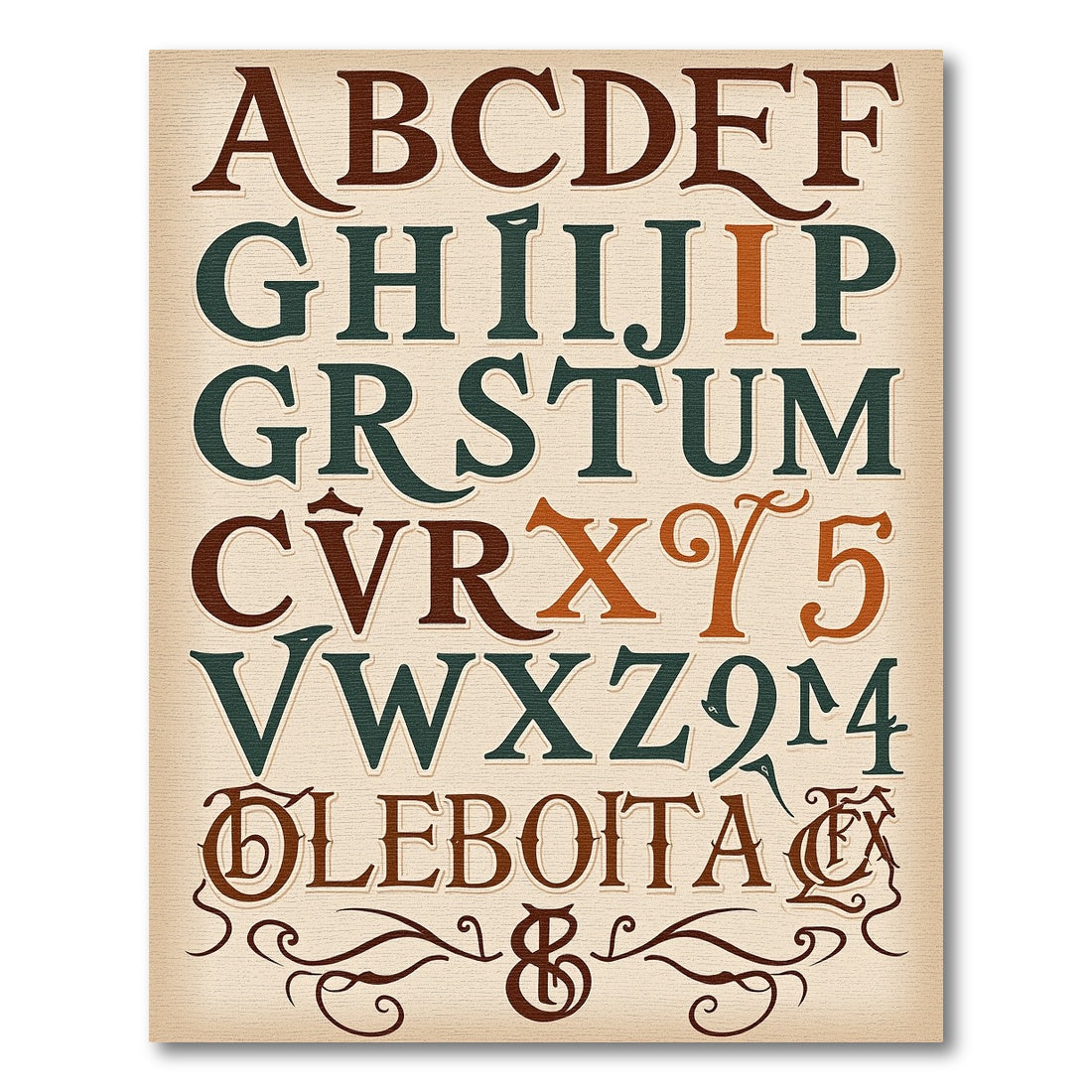 Antique Typographic Alphabet Elements Rug