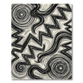 Monochromatic Abstract Zigzag And Swirl Art Rug