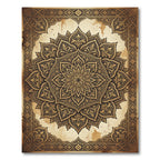Intricate Golden Mandala Aged Parchment Rug