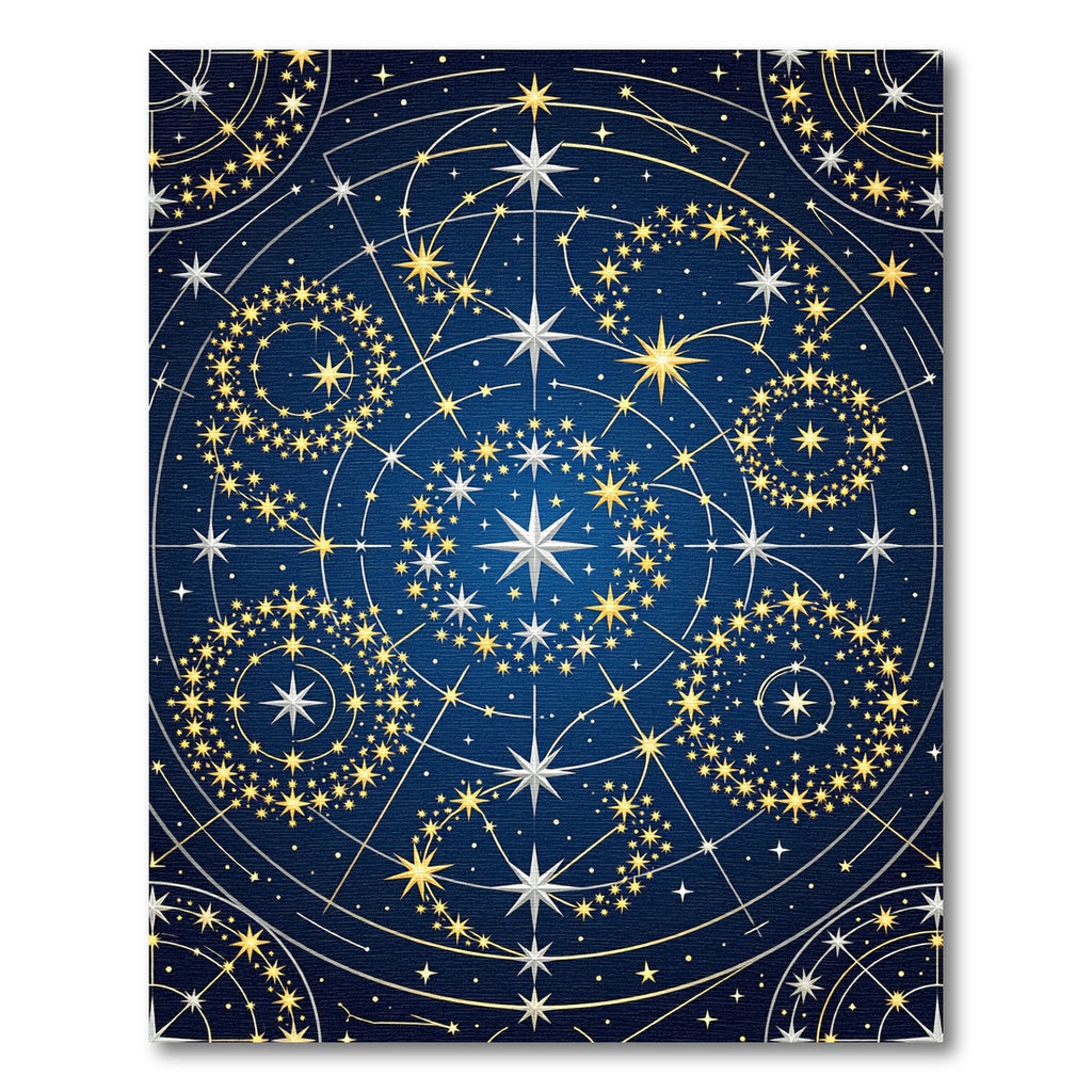 Celestial Navy Golden Constellation Map Rug