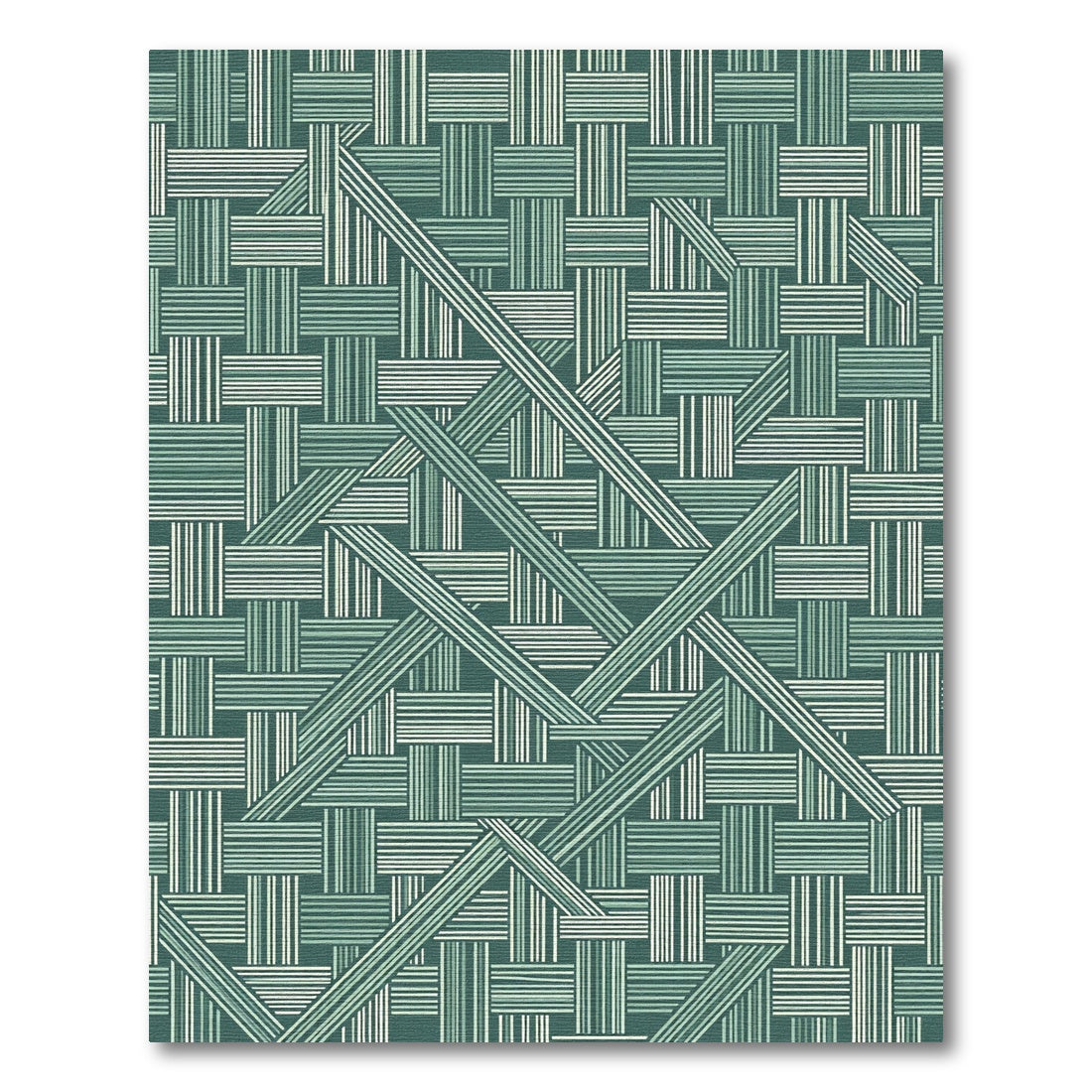 Sage Green Abstract Geometric Lattice Rug