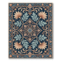 Navy Blue Floral Swirl Inlay Rug