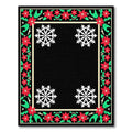 Festive Red Poinsettia Snowflake Border Rug