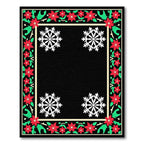 Festive Red Poinsettia Snowflake Border Rug