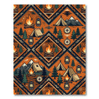 Rustic Burnt Orange Adventure Diamond Grid Rug