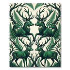 Symmetric Forest Stag Fern Foliage Rug