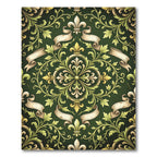 Ornate Emerald Fleur-de-lis Scroll Baroque Rug