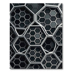 Modern Monochrome Geometric Hexagon Grid Rug