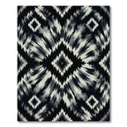 Black White Jagged Diamond Sunburst Rug