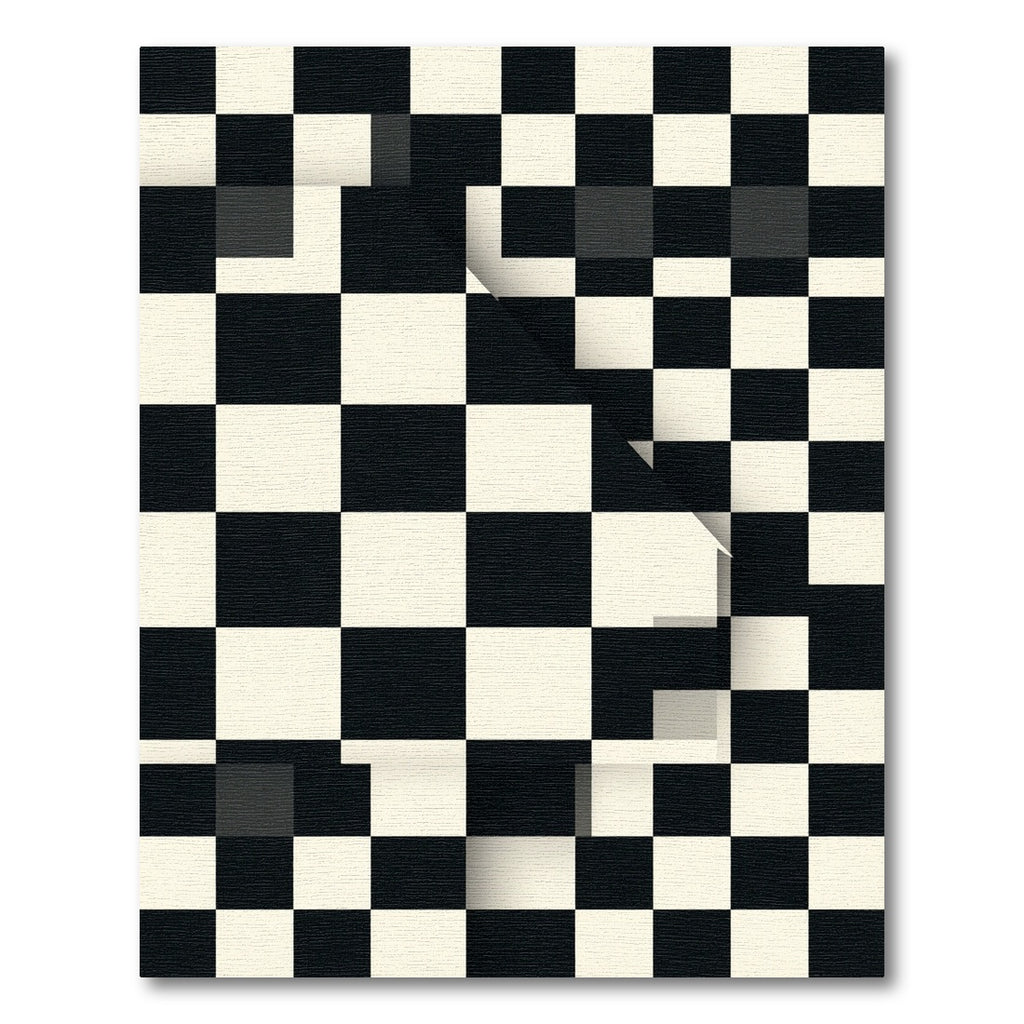 Monochrome Checkerboard Folded Illusion Grid Rug