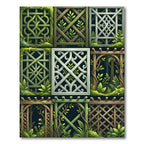 Botanical Garden Trellis Lattice Grid Rug