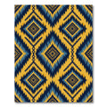 Gold Blue Zigzag Diamond Brocade Rug