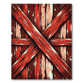 Rustic Crimson Distressed Wood Cross Rug