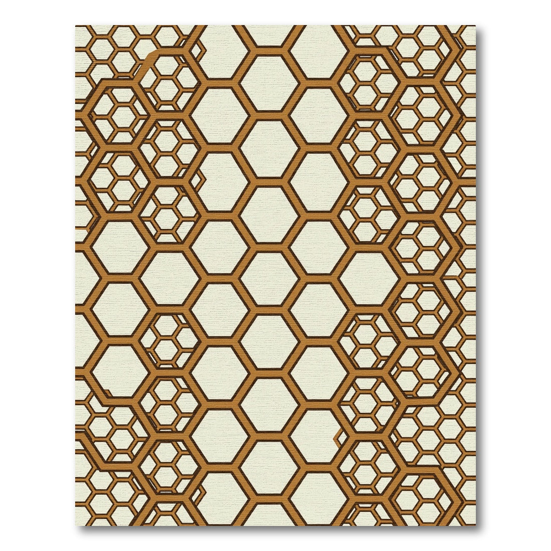 Amber Geometric Honeycomb Structure Rug