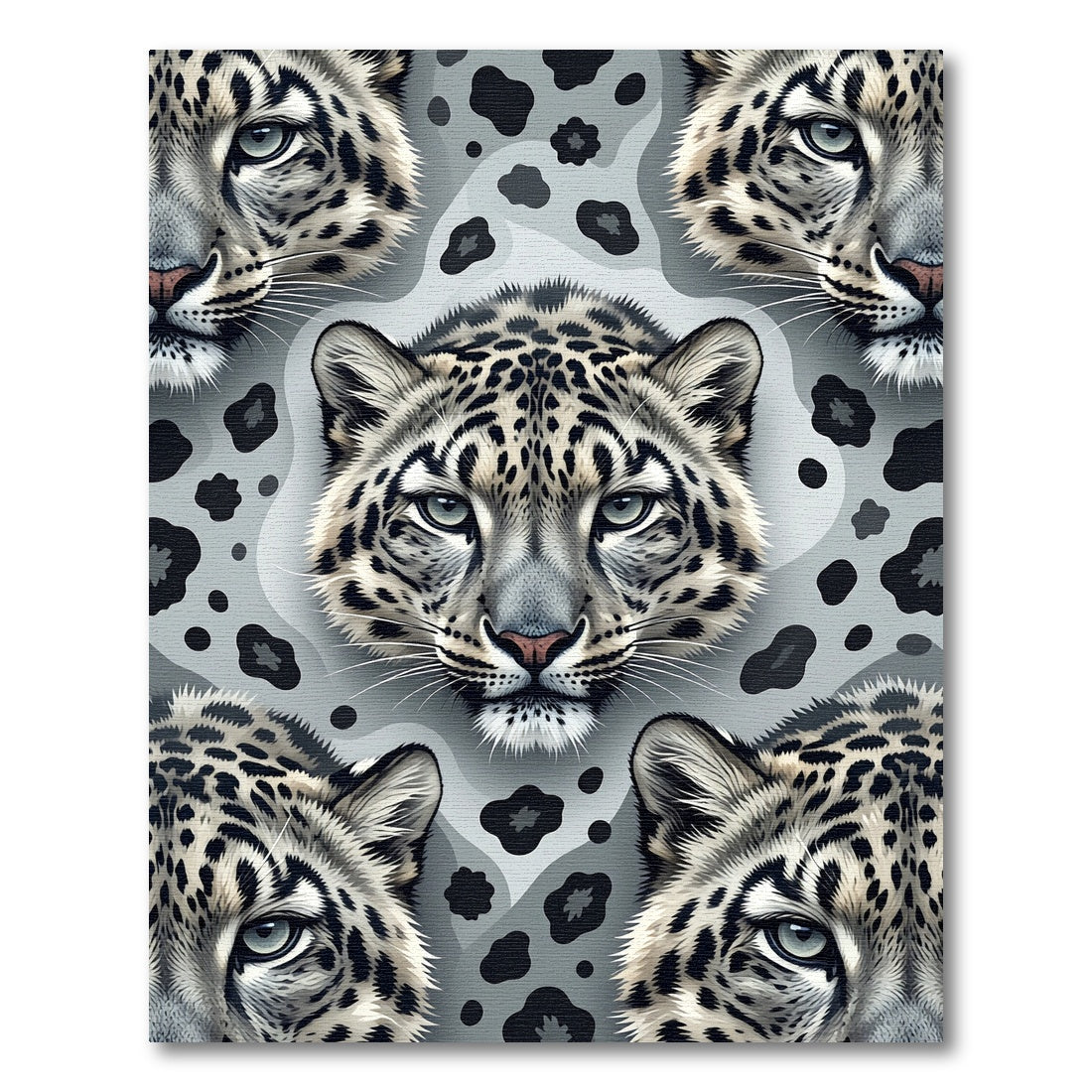 Stunning Monochrome Snow Leopard Portrait Rug