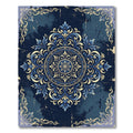 Ornate Gold and Navy Floral Medallion Rug