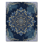 Ornate Gold and Navy Floral Medallion Rug