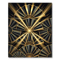 Art Deco Golden Fan Black Rug