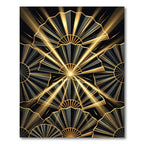 Art Deco Golden Fan Black Rug