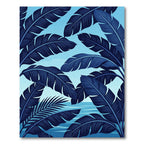 Deep Blue Tropical Leaf Water Vista Rug