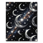 Ethereal Silver Crescent Moon Galaxy Rug