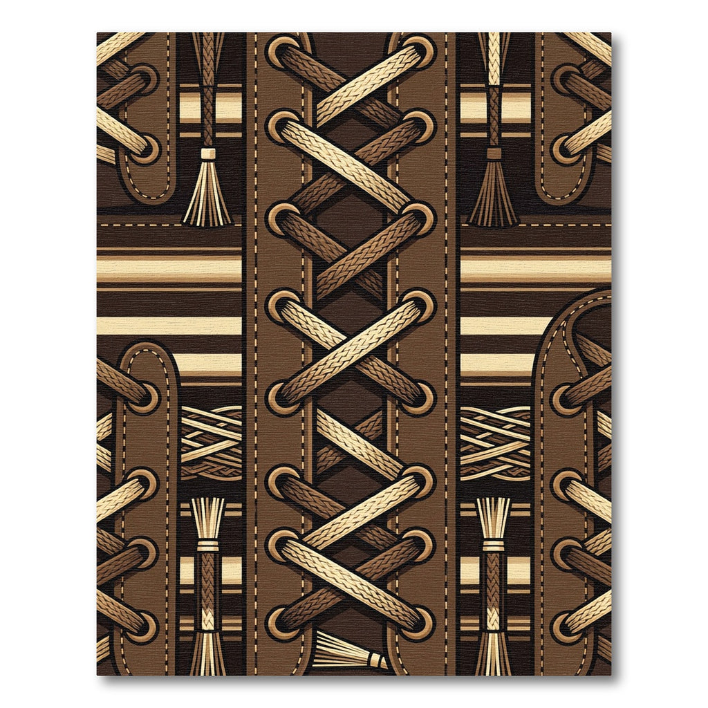 Earthy Brown Crisscross Cord Leather Texture Rug