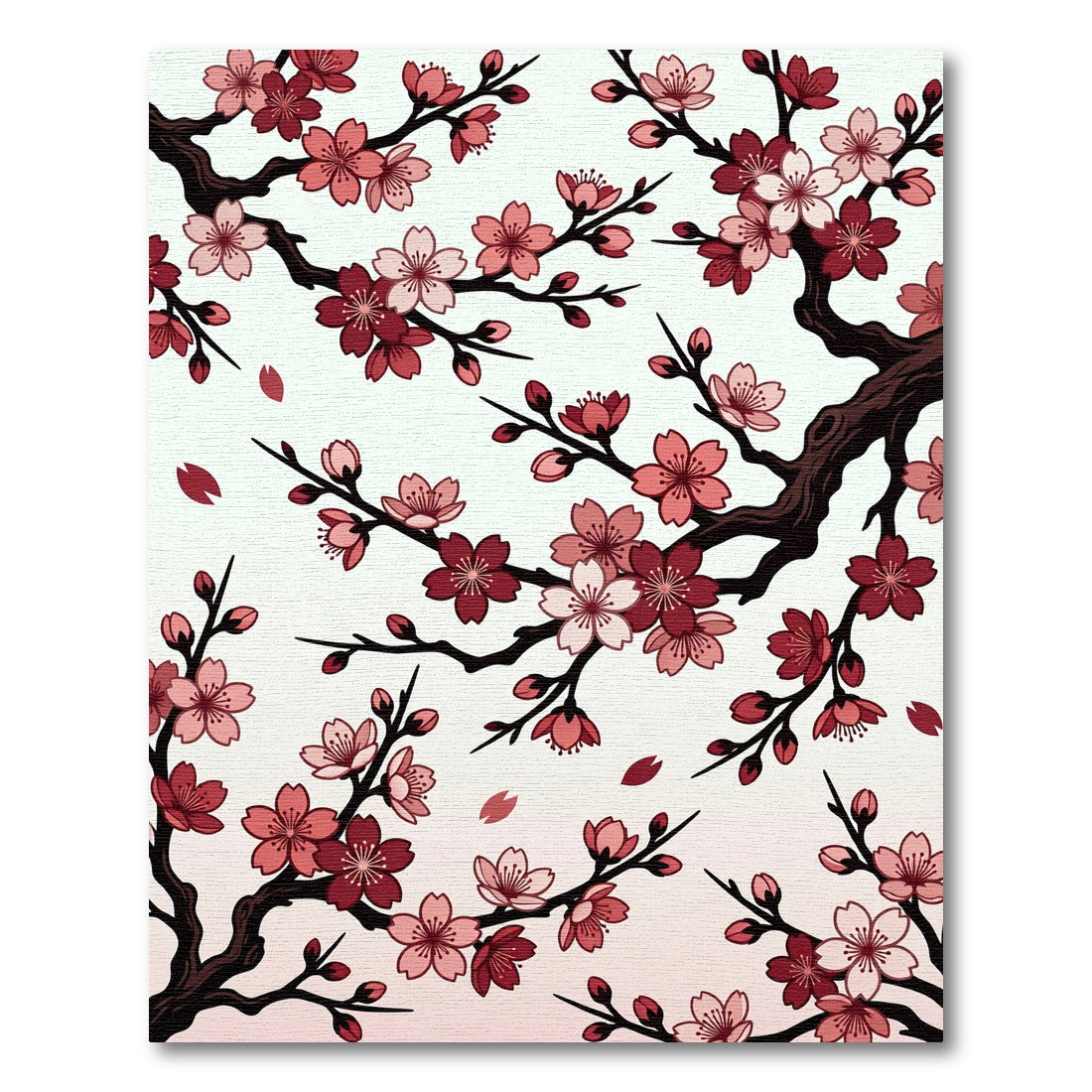 Crimson Cherry Blossom Branch Repeat Rug