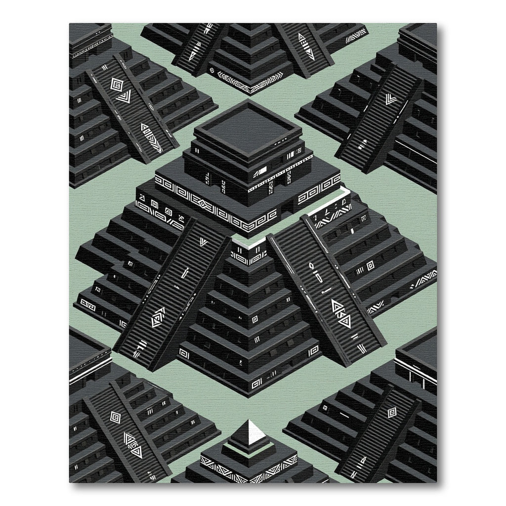 Black Geometric Pyramid Tribal Arrangement Rug