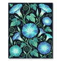 Luminous Blue Morning Glory Botanical Rug