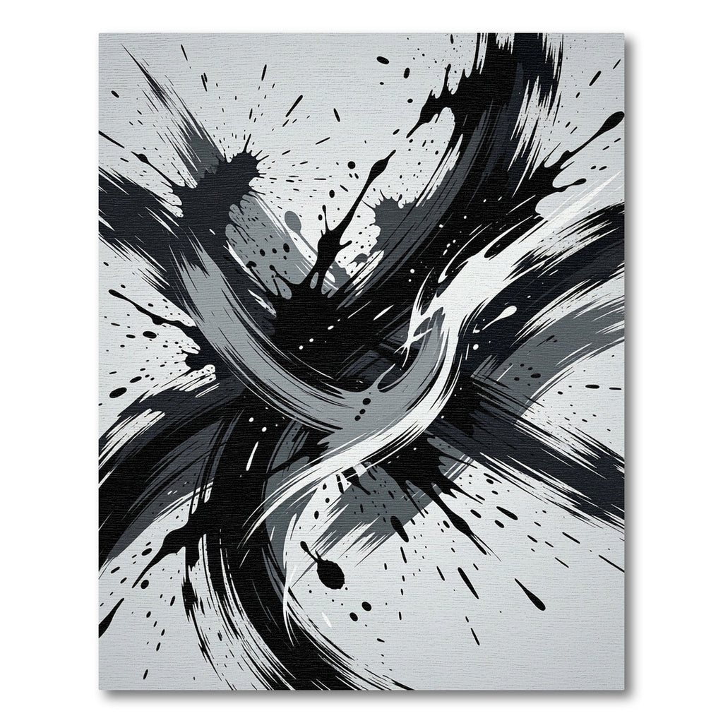 Monochrome Abstract Black and White Splash Rug