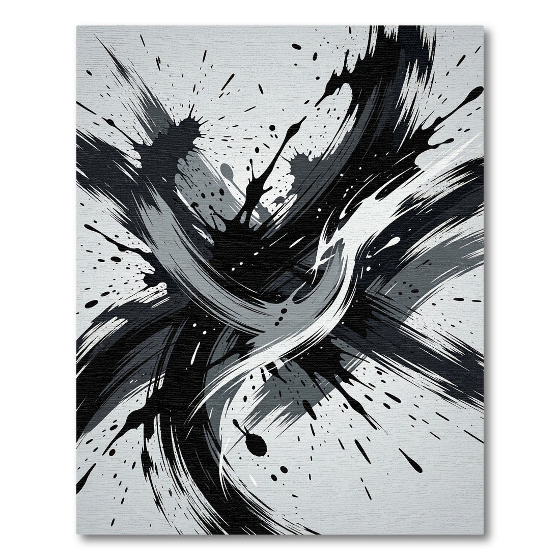 Monochrome Abstract Black and White Splash Rug