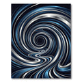 Modern Metallic Blue Swirling Vortex Rug