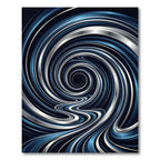 Modern Metallic Blue Swirling Vortex Rug