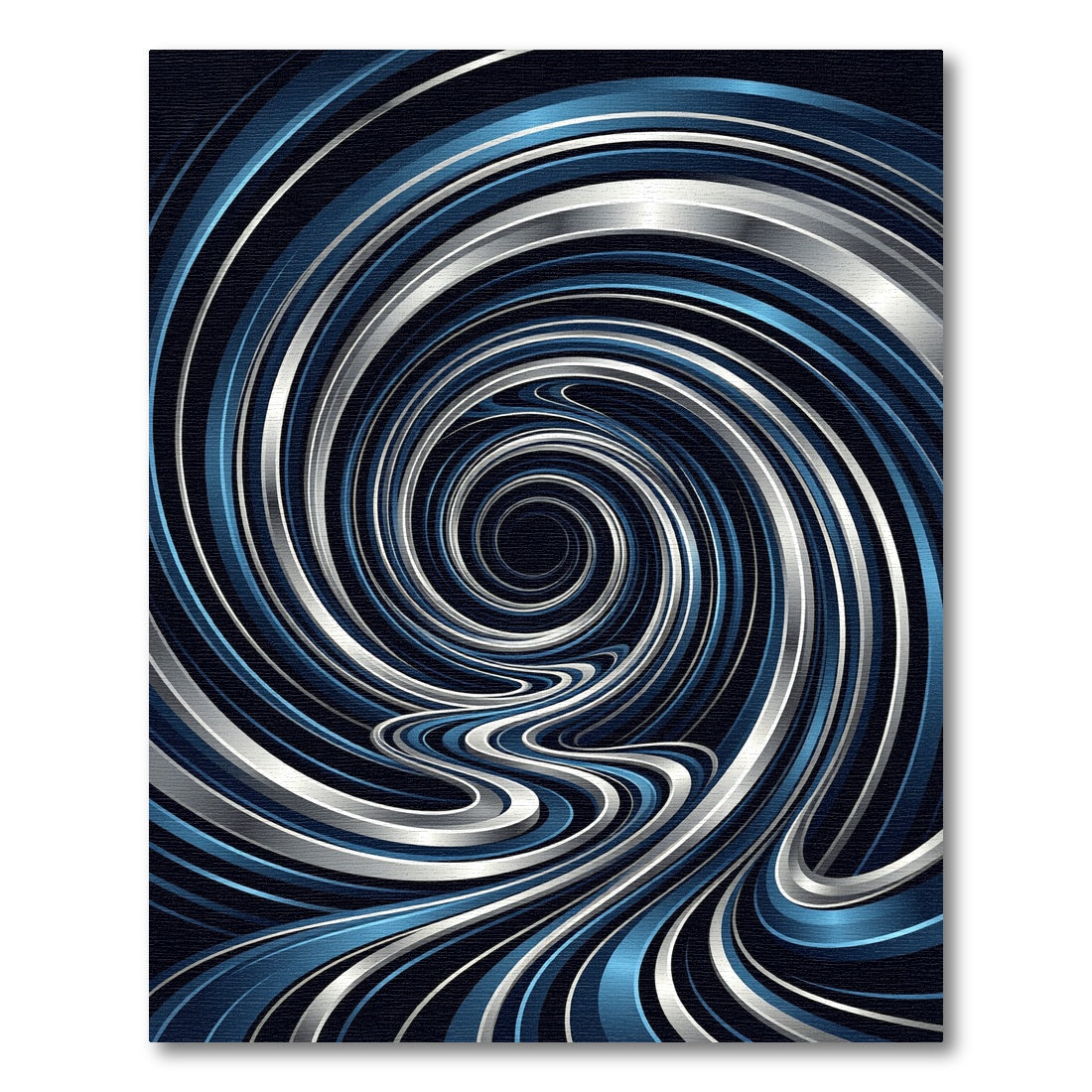 Modern Metallic Blue Swirling Vortex Rug
