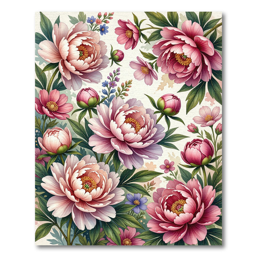 Blushing Peony Botanical Floral Arrangement Rug