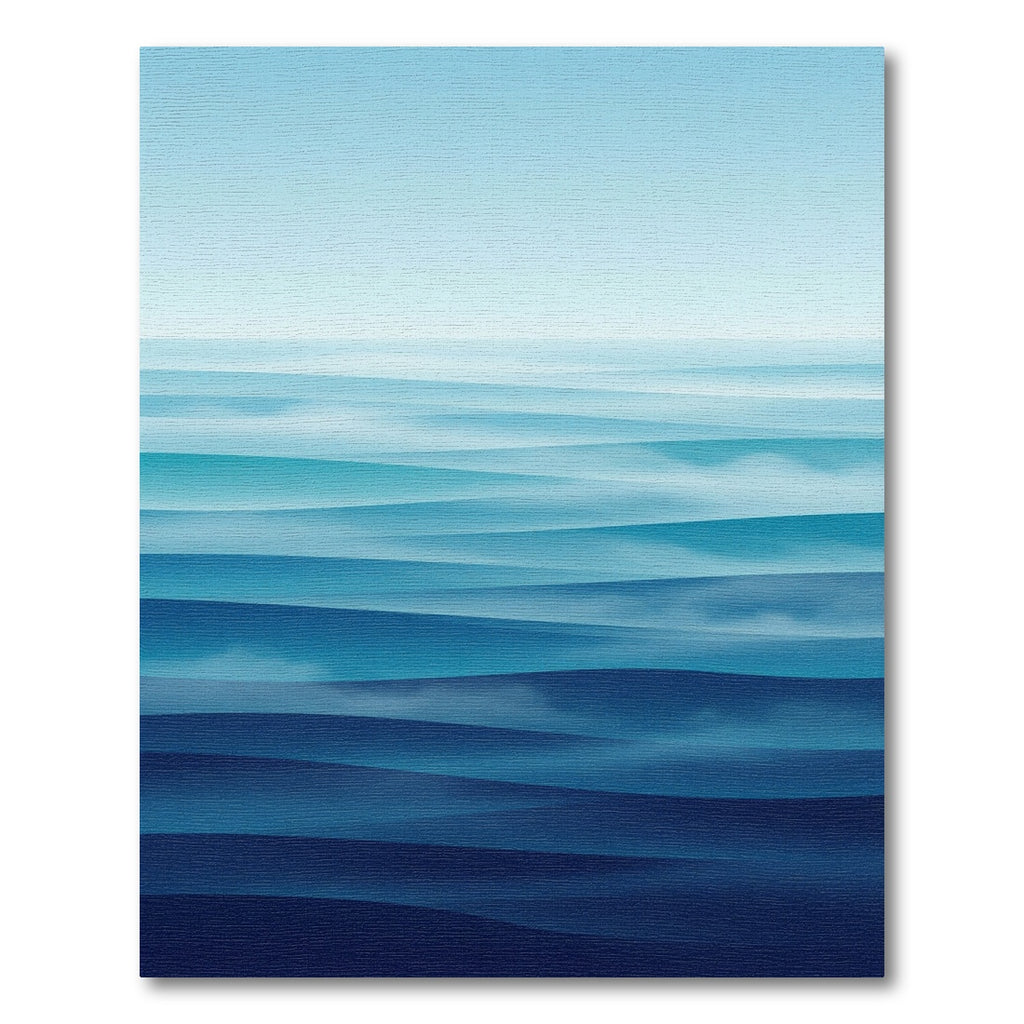 Abstract Blue Gradient Layered Waves Rug